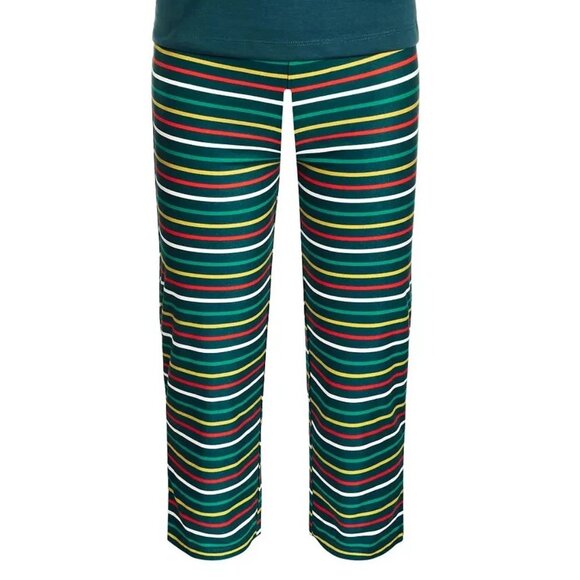 Family Pajamas Unisex Kids Boys Girls 2-Piece PJ Set, Green Stripe, Medium / 8 - Picture 3 of 3